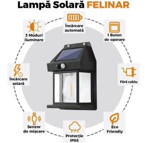 Lampa solara LED de perete Negru - imagine 2